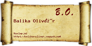 Balika Olivér névjegykártya